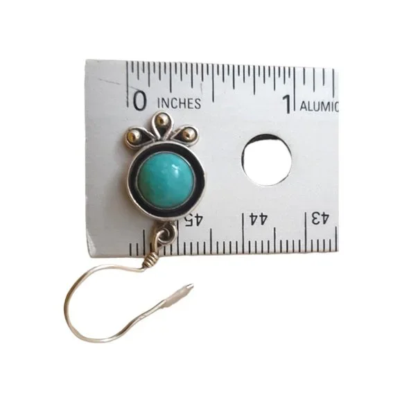 Turquoise Sterling Silver Dangle Earrings Drop Semi Precious Stone Gem December - Picture 7 of 13